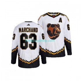 Pánské Hokejový Dres Boston Bruins Brad Marchand 63 Adidas 2022 Reverse Retro Bílý Authentic